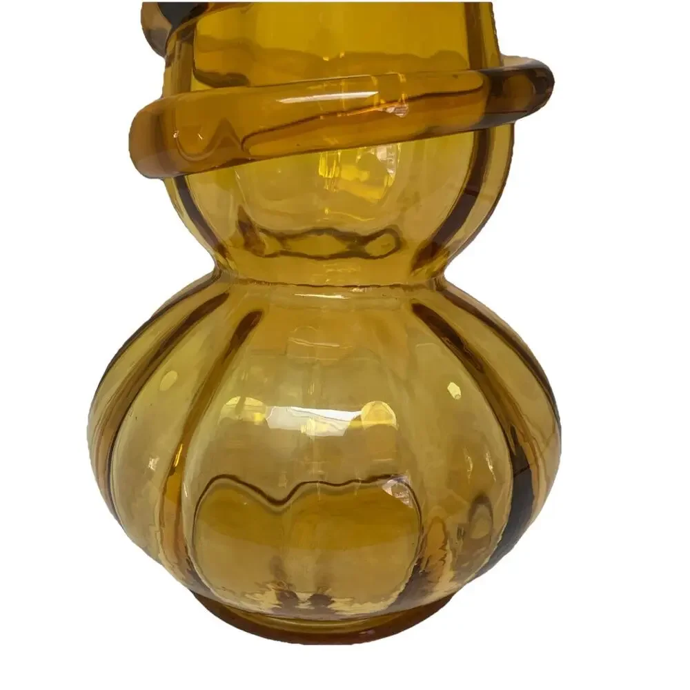 MCM Gold Kanawha Swung Glass Slag Vase Amber 13” Tall